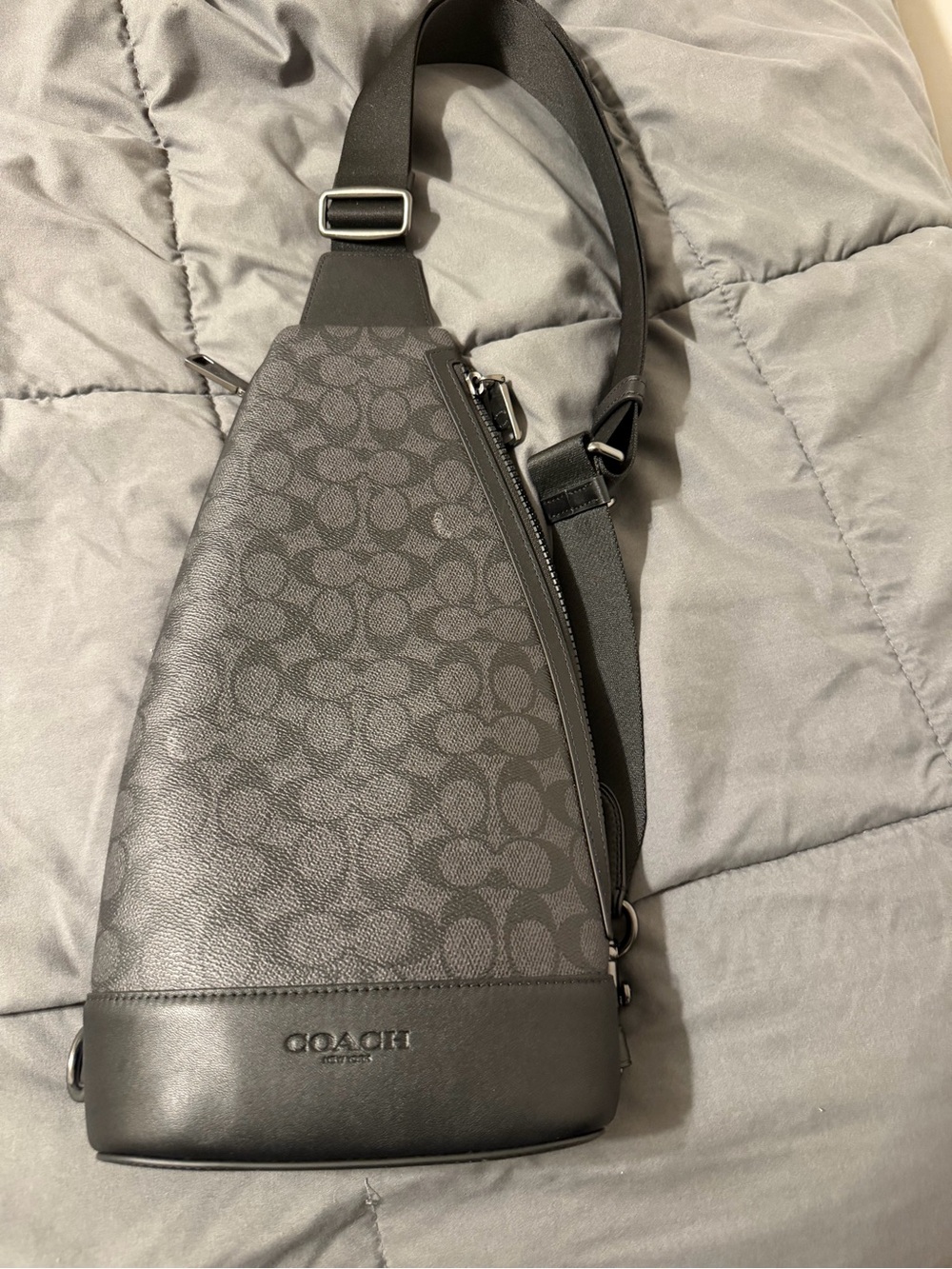 COACH Men's Charcoal Signature Sling Bag